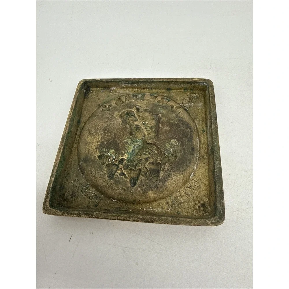 Antique Souvenir Brass Ash Tray Reims France